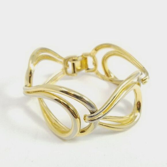 Vintage Chunky Gold Tone Chain Bracelet, Big Oval Shape Links, Retro 80s Style - Picture 1 of 5